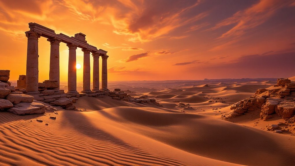 vibrant sunsets ancient ruins
