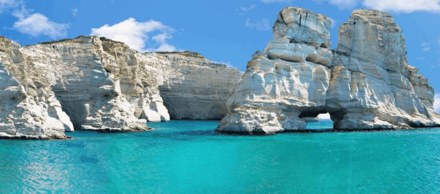 5-Hour Cruise to South Milos: Discover Kleftiko & Sykia Cave - Starting Point at Agia Kyriaki Beach Sets a Scenic Tone