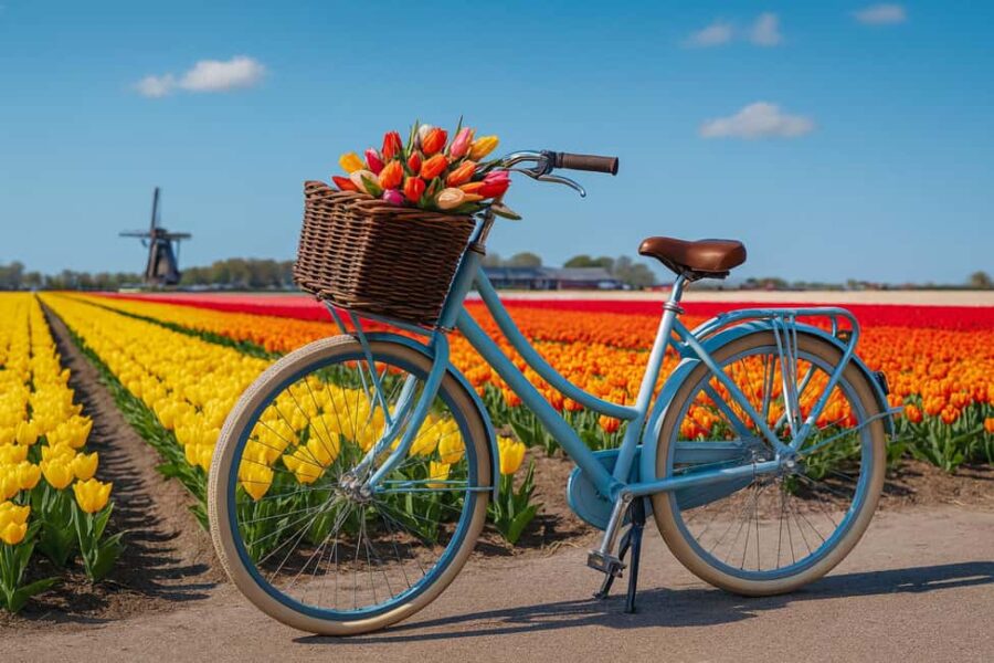 Amsterdam: 3 hr Tulip Fields Bike Tour near Keukenhof + Bus - Authentic Dutch Villages and Countryside Scenery