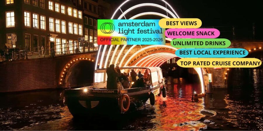 Amsterdam: Light Festival Boat+Unlimit.Drinks & Snack Option - Start Point in Front of Amsterdam Central Station