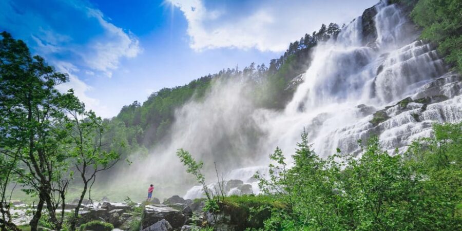 Bergen: Nærøyfjorden, Flåm, and Stegastein Guided Bus Tour - Visiting Tvindefossen: Norway’s Iconic Waterfall