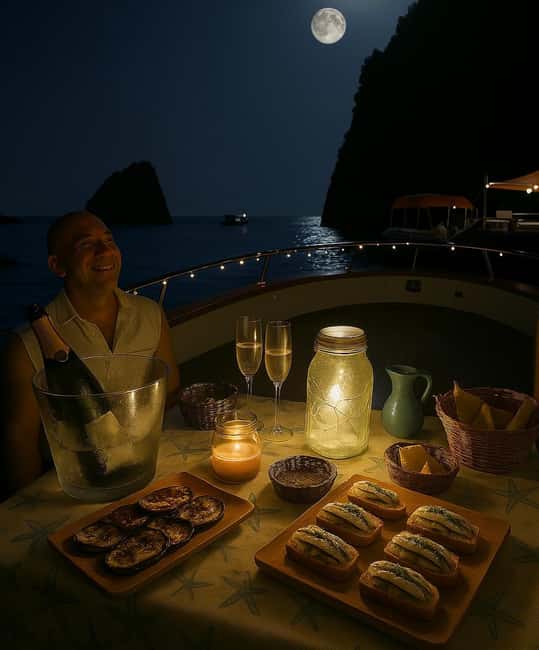 Boat tour under the stars in Palinuro - The Unique Experience of Dining and Drinking Under the Stars