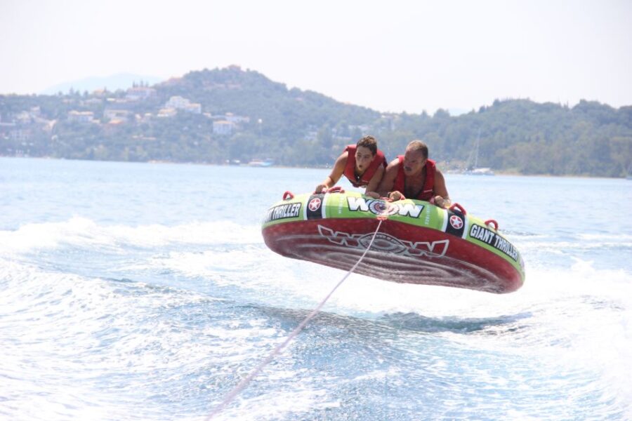 Corfu: Watersports - Inflatable Rides near Corfu Town - The Thrill of Inflatable Donut Rides at Dassia Watersports