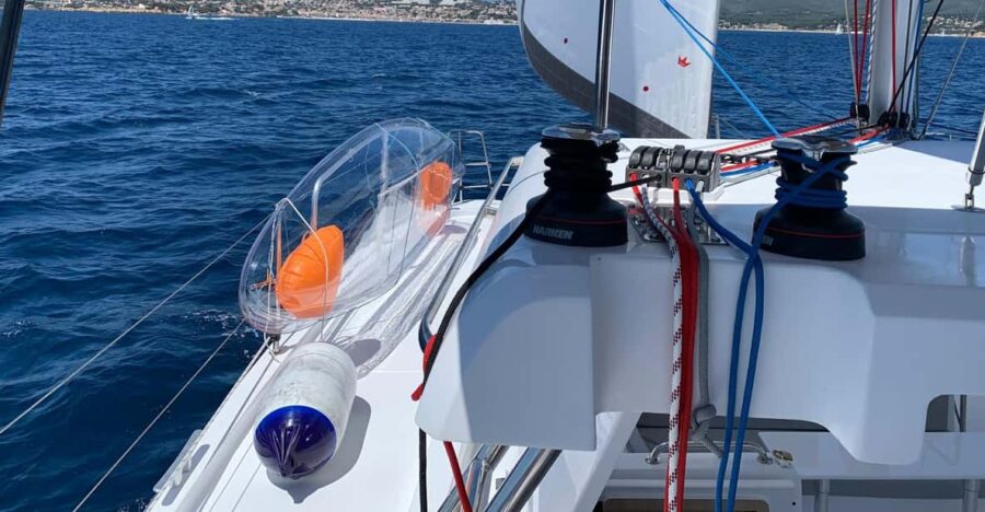 Departure from BRUSC sunset on sailing catamaran - Sunset Views Over Embiez and Nearby Bays