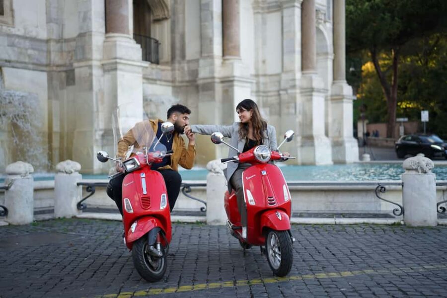 Explore Rome on Vintage Vespa with Tiramisu - Scenic Photo Shots at the Colosseum and Gianicolo Hill