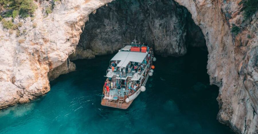 From Benitses/Lefkimmi: Blue Lagoon & Papanikolis Cruise - Departure Points and Schedule for the Boat Cruise