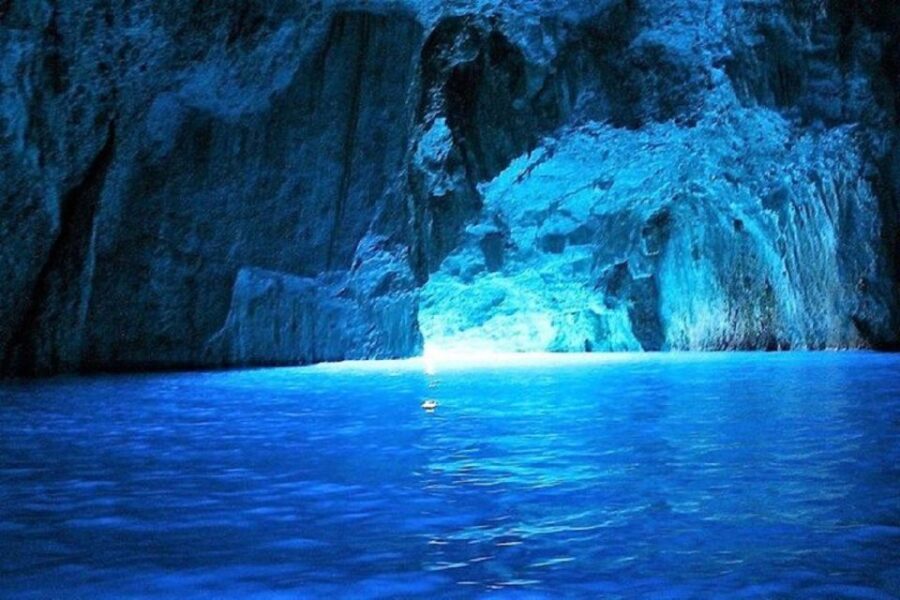 From Split: Blue Cave and 5 islands-Day Tour - Visiting the Blue Cave on Bievo