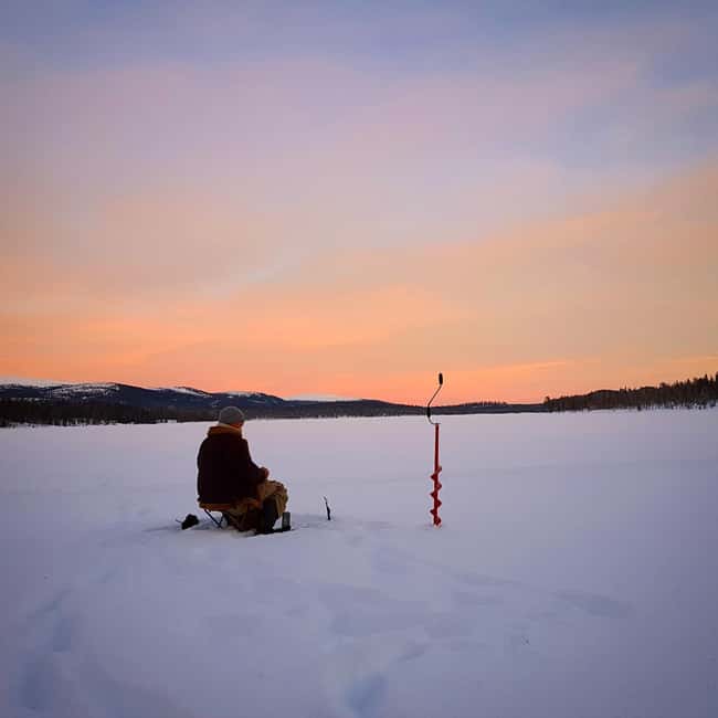Ice-Fishing by Foot on Lake Ylläsjärvi - Equipment and Clothing Provided for Comfort and Safety