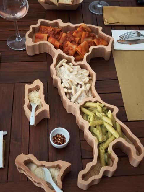 Lecce: Pasta Tasting on a Patented Italy-Shaped Board - The Unique Italy-Shaped Wooden Board Presentation