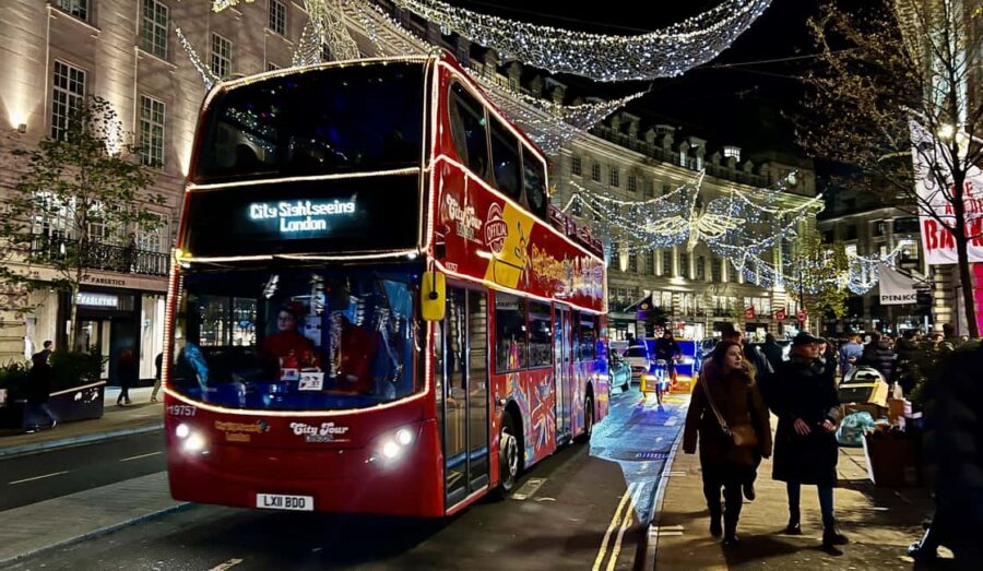 London: Christmas Lights Tour (Bus) + Hop-On Hop-Off Boat - Thames River Cruise: Gliding Past Londons Festive Iconic Landmarks