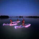 Lyon: Sunset Apéro on a lighted paddleboard at Miribel Jonage Park - Illuminated Paddleboards Create a Magical Atmosphere