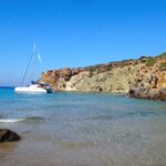 Milos: Full-Day Catamaran Cruise to Poliegos and Kleftiko - First Swimming Stop at Kalogries Bay