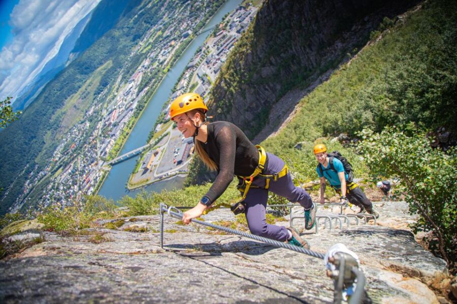 Mountain-climbing adventure in Mosjøen Via Ferrata - Navigating the Via Ferrata Climbing Route on Øyfjellet