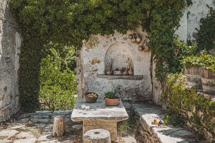 Naxos: Family Farm-table Cooking, Kouros Tour & Live Music - Cooking in the Outdoor Kitchen with a Wood Oven