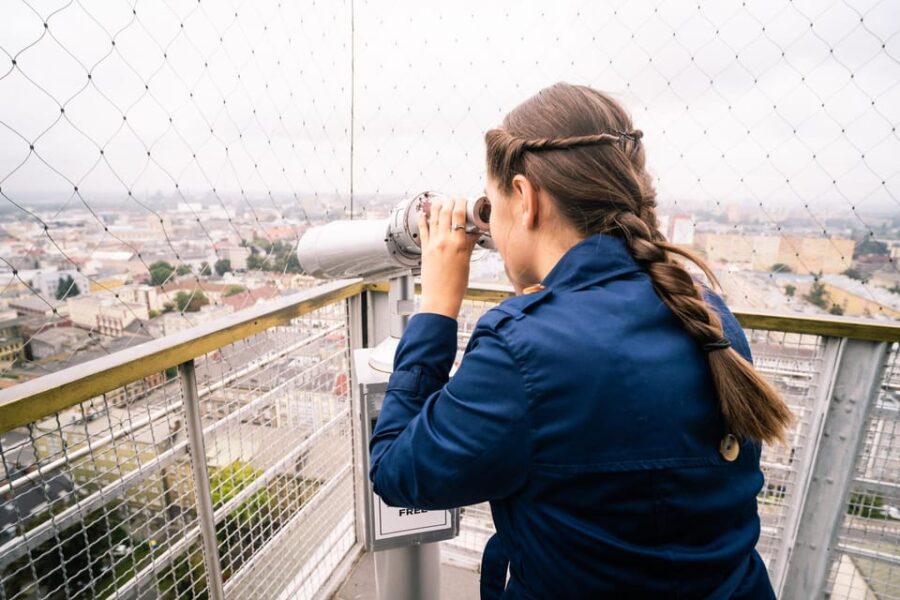 Ostrava: Entrance to the viewing tower of the new town hall - The Towers Height and Stunning Panorama of Ostrava