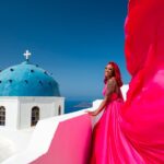Professional Flying Dress Photoshoot In Santorini - The Professional Photographer and Assistant Team