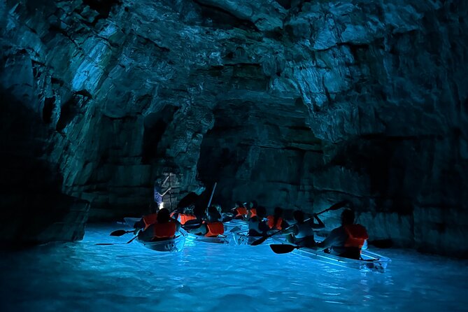Pula: Sunset/Night-time Illuminated Transparent Kayak Tour - The Meeting Point at Valovine Beach