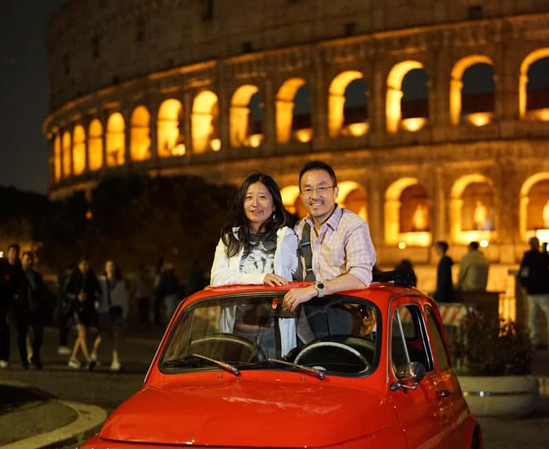 Rome: Night photosession in a Fiat 500 with Aperol Spritz - Cruising Rome in a Vintage Fiat 500