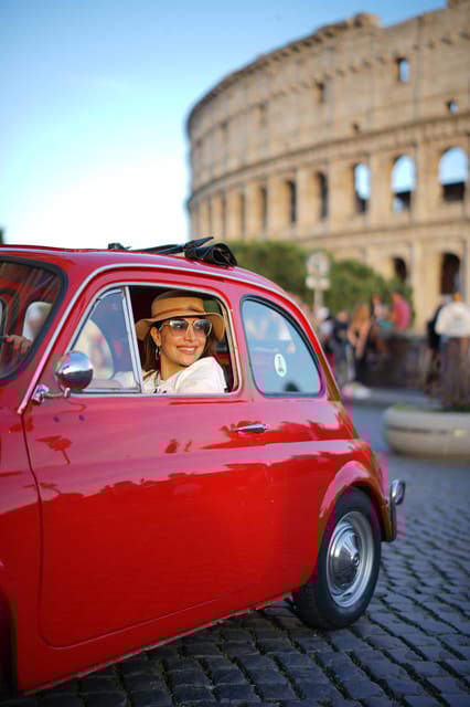 Rome Pro Photoshoot Service with Free Transport by Fiat 500 - Exploring Rome’s Iconic Landmarks in a Vintage Fiat