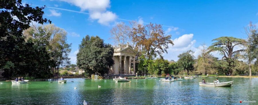 ROME: Villa Borghese Lake tour by boat with independent rowing + aperitif - The Lakeside Aperitif at a Historic Roman Café
