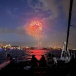 Salou's Fireworks 15th August Sail Catamaran - The Departure from Cambrils Port at Night
