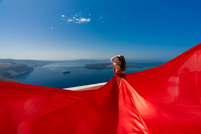 Santorini Flying Dress Photoshoot - The Scenic Backdrops of Imerovigli Village