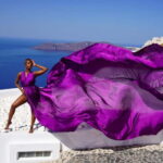 Santorini: Flying Dress Photoshoot Private Entry to Blue Dom - The Magic of Santorini’s Blue Domes and volcanic vistas