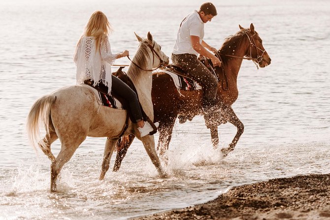 Santorini: Horse riding to the Black Sandy Beach (Eros beach) - The Scenic Hilltop Overlook and Photo Opportunity