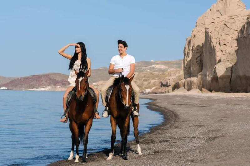 Santorini: Horseback Riding on the Black Sandy Eros Beach - The Starting Point at Santorini Horse Riding Stables