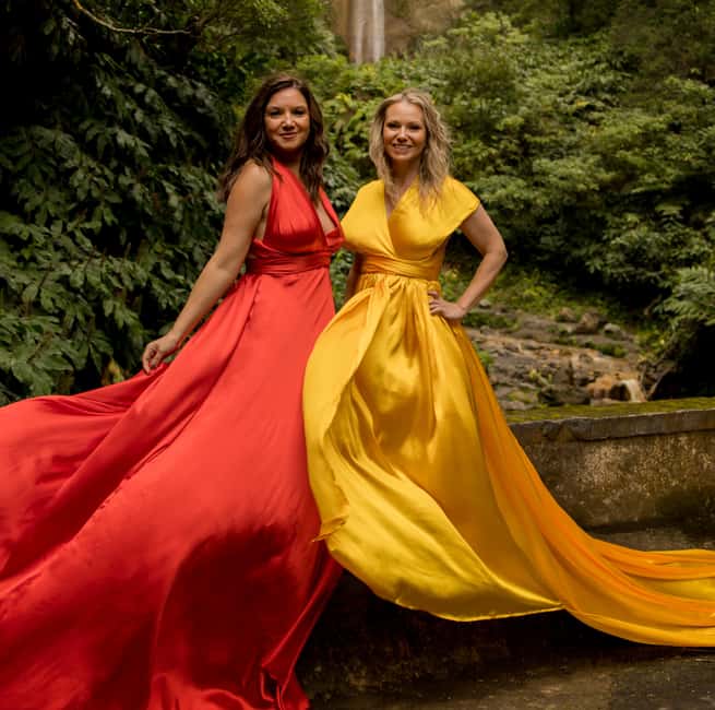 São Miguel: Flying Dress Party, Photoshoot, & Welcome Drink - The Festive Outdoor Setup and Party Atmosphere