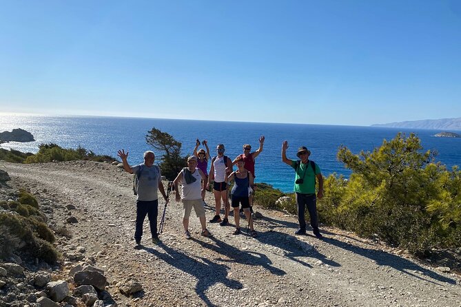 Small group hiking between the beach and Kritinia Castle - Descending through Aromatic Landscapes Toward the Pebble Bay