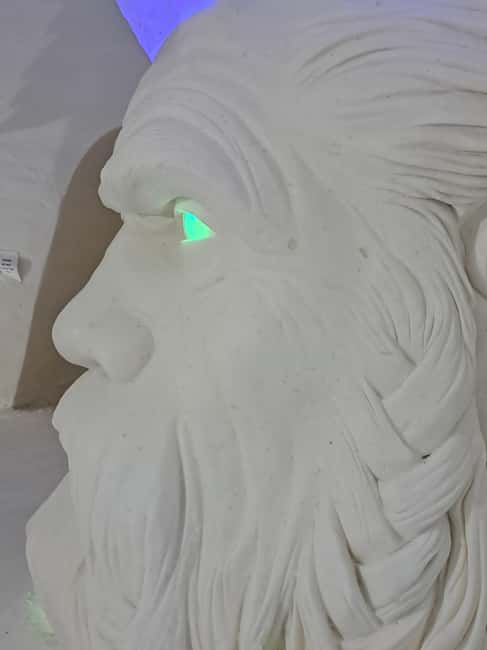 Snow Village Visit by Snowmobile Safari from Ylläsjärvi - Arriving at the Snow Village: Ice Sculptures and Ice Slide