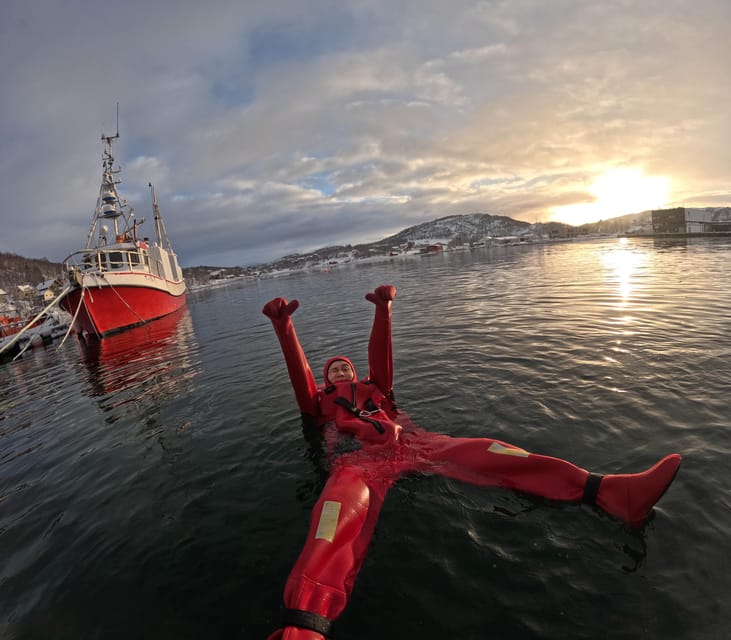 Tromsø: Arctic Fjord Floating in Survival Suit - Starting Point at Magic Ice Bar Tromsø