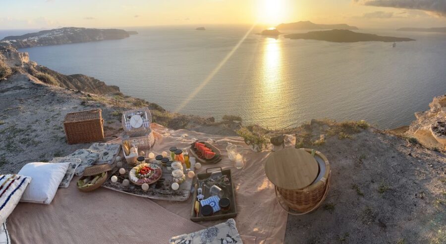 Uncrowded Santorini Sunset PicNic - Enjoying the Secluded Picnic Spot