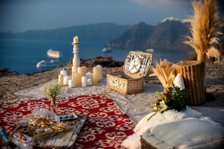 wedding proposal sunset private picnic - From Pickup to Private Sunset Spot in Santorini