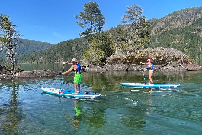 1.5 hour guided SUP tour on the pristine waters of Cowichan Lake - Equipment and Support for First-Time Paddleboarders