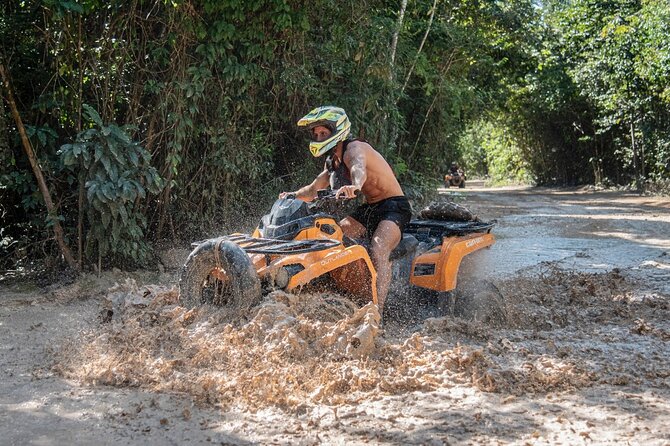 ATV Ziplines Aquazip and Bungee Adventure at Cenote - ATV Riding Through Rugged Jungle Trails
