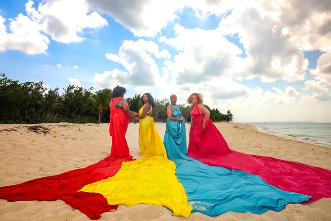 Cancun Flying Dress Photography Session - Secluded Beach Setting and Scenic Backdrops