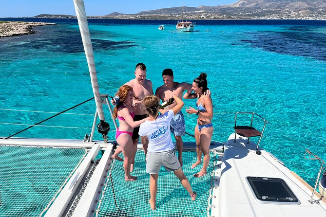 Catamaran Semi Cruise Paros Antiparos includes Food and Drinks - Visiting the Antiparos Secluded Beaches and Villa