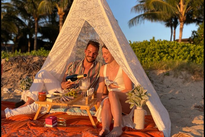 Charcuterie Board and Sunset at Pristine Beach with Photos - Gourmet Snacks and Custom Drinks