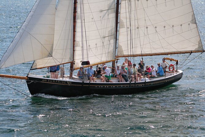 Day Sails and Sunset tours on Schooner Surprise in Camden Maine - Mount Battie and Camden Hills from the Water
