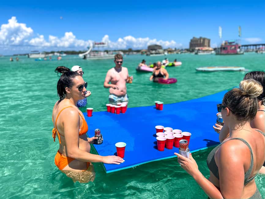 Destin: Crab Island Tiki Boat Cruise with Captain - The All-Weather Cruise Experience and Water Toys