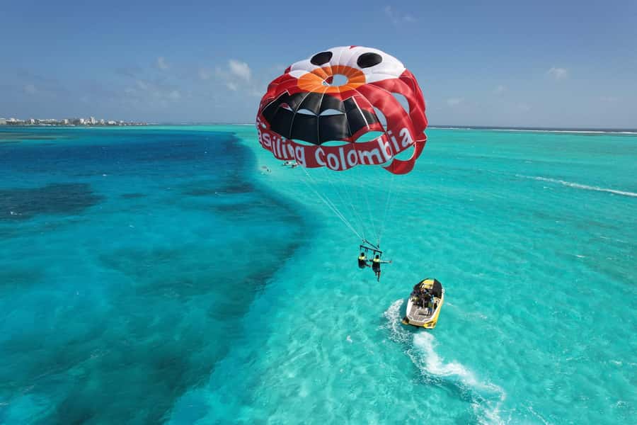Fly over the 7-Colored Sea Parasail San Andres + Go PRO Camera Included - The Spectacular 15-Minute Parasail Flight over San Andrés