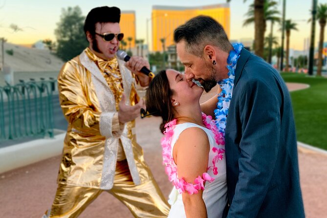 Gold Elvis Wedding or Vow Renewal at Las Vegas Sign - The Elvis Performer and Ceremony Details