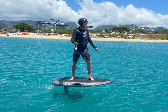 Group of 2 + mid length eFoil experience Honolulu HAWAII - The Learning Process: Land Practice Precedes Water Rides