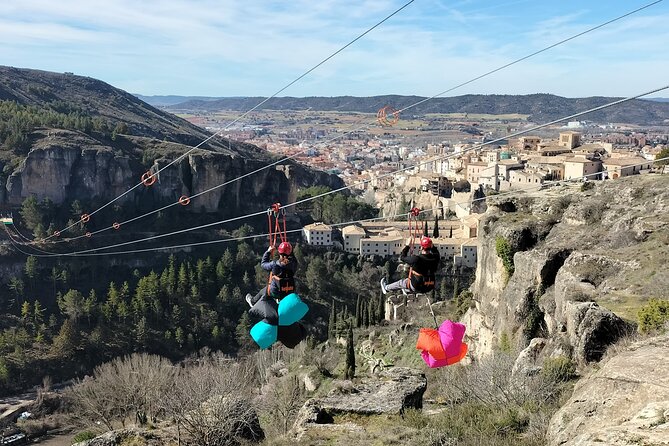 Jumping in Zipline with Unique Views of Cuenca - Crossing the Hoz del Huécar on Europes Longest Urban Double Zip Line