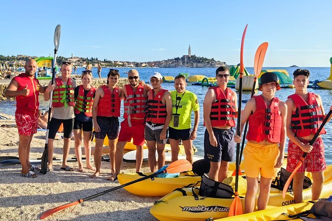 Kayaking and snorkeling trip,free drinks on the island and photo - Scenic Paddling Past Rovinj’s Old Town and St. Euphemia Church