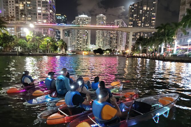L.E.D. Light Kayak Miami City Lights - Miami Skyline at Night from the Water