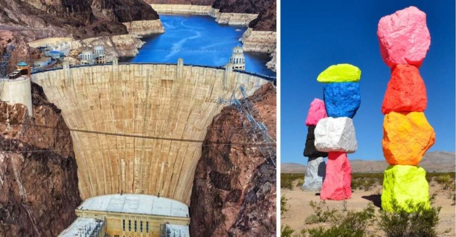 Las Vegas: Hoover Dam and Seven Magic Mountains Tour - Visiting the Famous Las Vegas Sign Without Crowds
