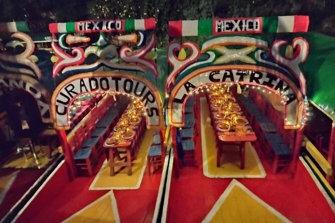 Live Noche de Muertos at Xochimilco: Dinner and local beers - Enjoy a Traditional Mexican Buffet on a Decorated Trajinera